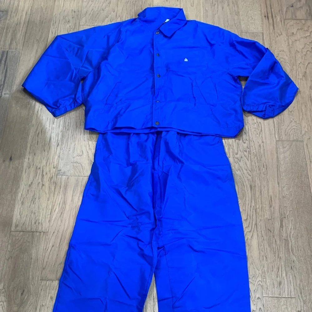 NWOT London Fog Royal Blue Two-Piece Rain Jacket and Pants Set Size Large - Picture 1 of 16